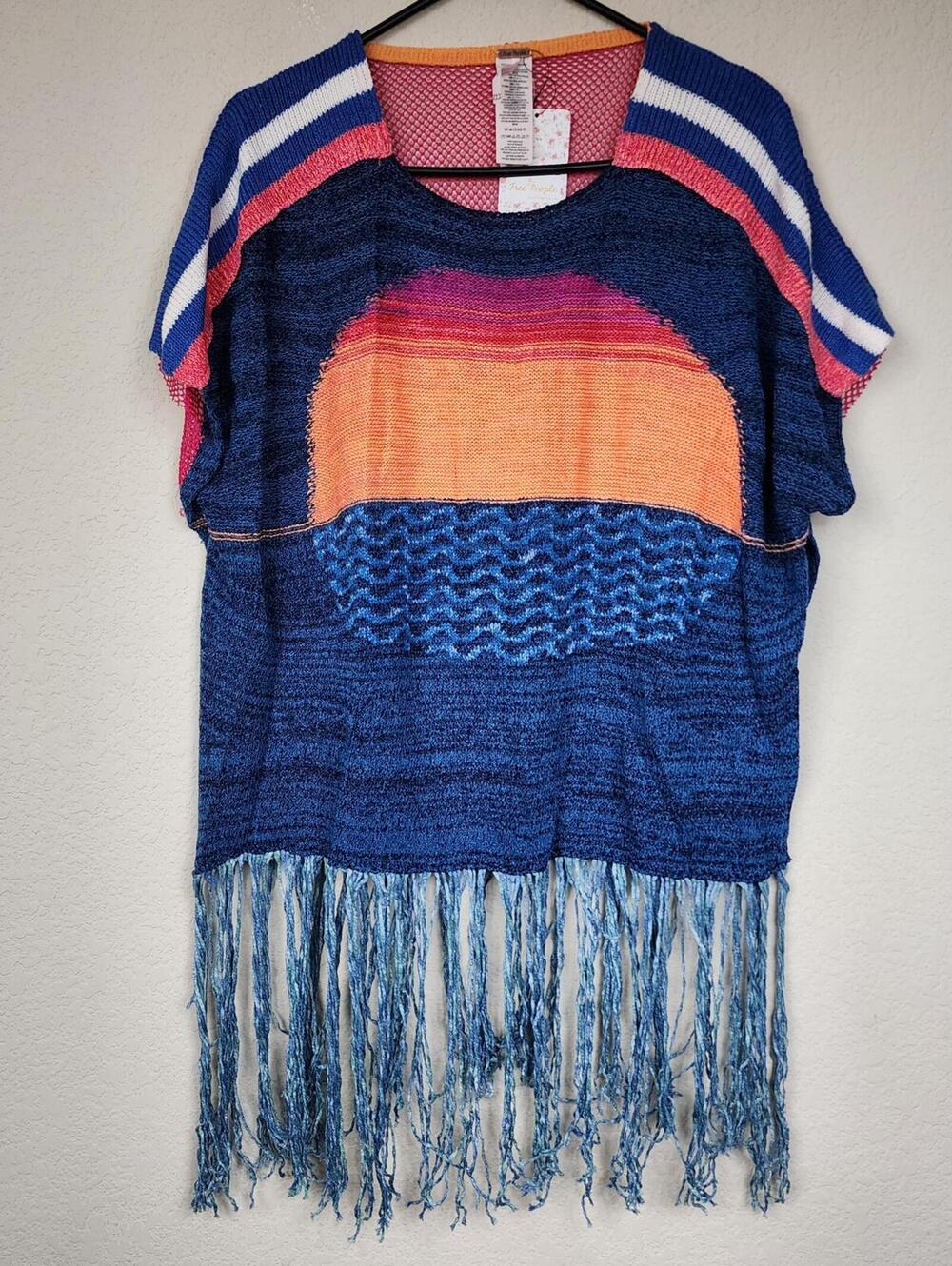 NWT $168 Free People Sunset Fringe Poncho